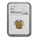 1927 $2.50 Indian Gold Quarter Eagle MS-63 NGC