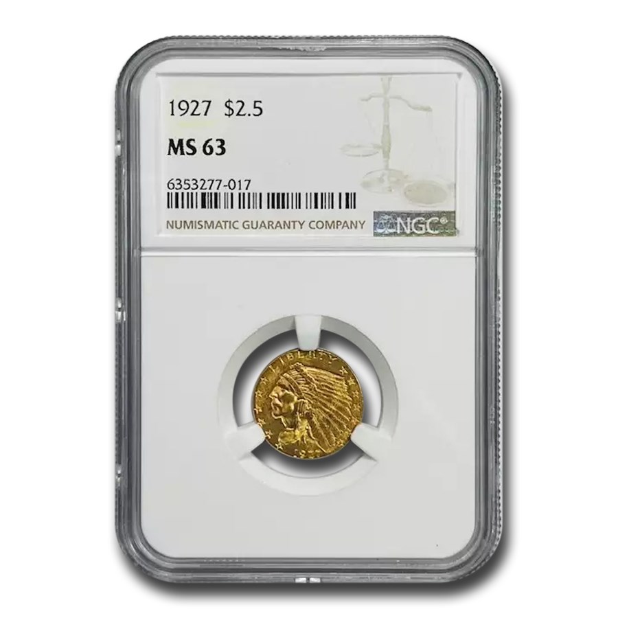 1927 $2.50 Indian Gold Quarter Eagle MS-63 NGC