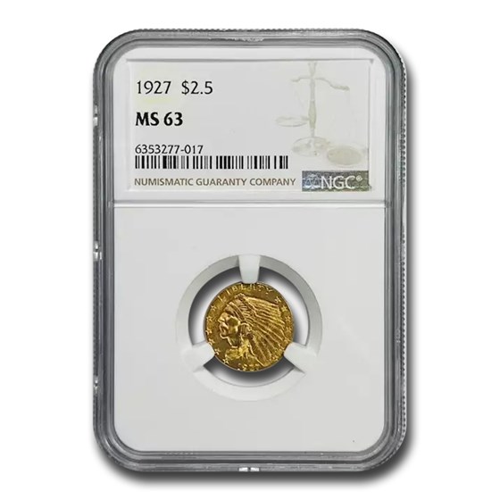 1927 $2.50 Indian Gold Quarter Eagle MS-63 NGC 1927 $2.50 Indian Gold Quarter Eagle MS-63 NGC