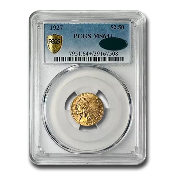 1927 $2.50 Indian Gold Quarter Eagle MS-64+ PCGS CAC 1927 $2.50 Indian Gold Quarter Eagle MS-64+ PCGS CAC