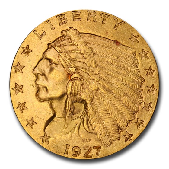 1927 $2.50 Indian Gold Quarter Eagle MS-64 PCGS CAC 1927 $2.50 Indian Gold Quarter Eagle MS-64 PCGS CAC