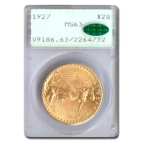 1927 $20 Saint-Gaudens Gold Double Eagle MS-63 PCGS CAC (Rattler) 1927 $20 Saint-Gaudens Gold Double Eagle MS-63 PCGS CAC (Rattler)