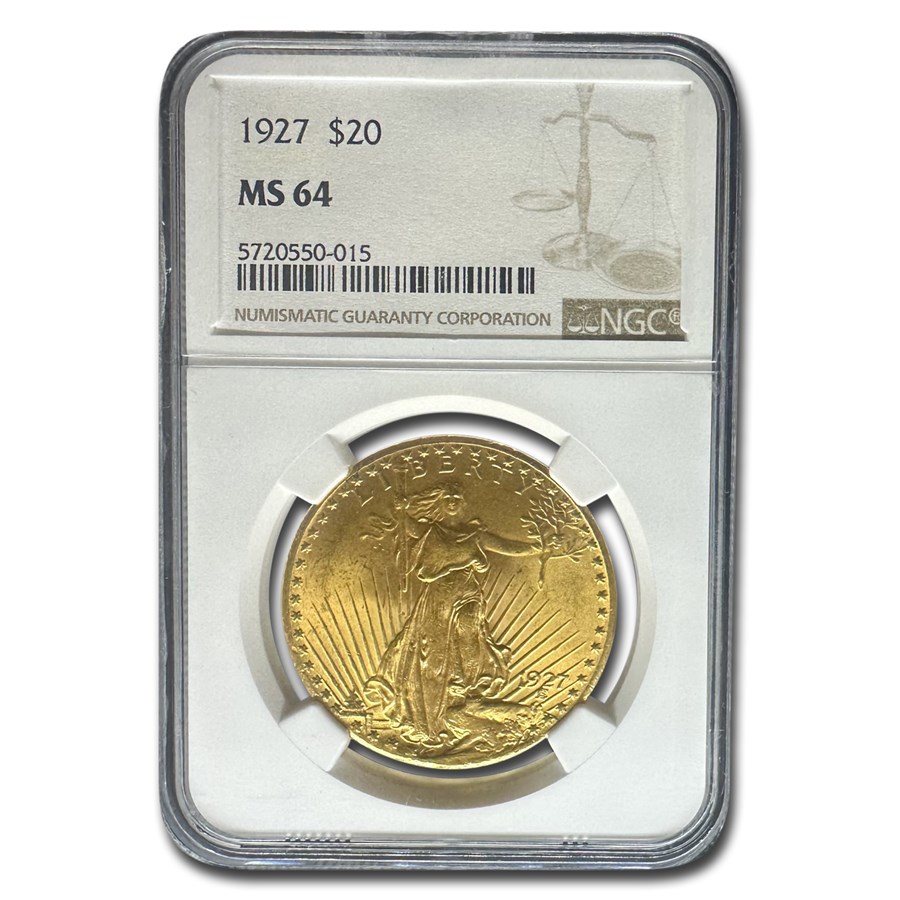 1927 $20 Saint-Gaudens Gold Double Eagle MS-64 NGC