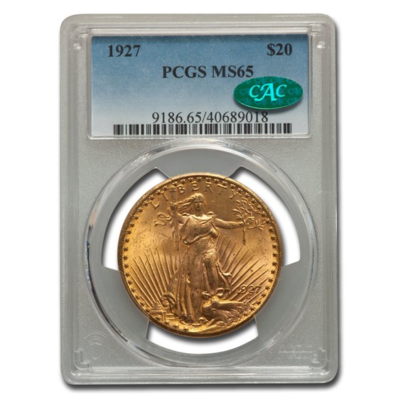 1927 $20 Saint-Gaudens Gold Double Eagle MS-65 PCGS CAC 1927 $20 Saint-Gaudens Gold Double Eagle MS-65 PCGS CAC