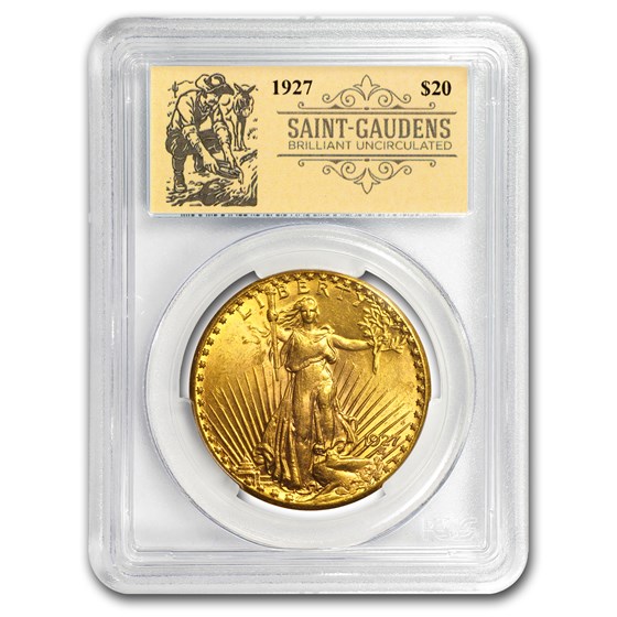1927 $20 St Gaudens Double Eagle BU PCGS (Prospector Label)
