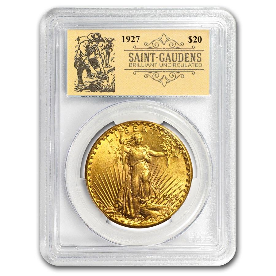1927 $20 St Gaudens Double Eagle BU PCGS (Prospector Label)