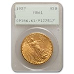 1927 $20 St Gaudens Gold Double Eagle MS-61 PCGS