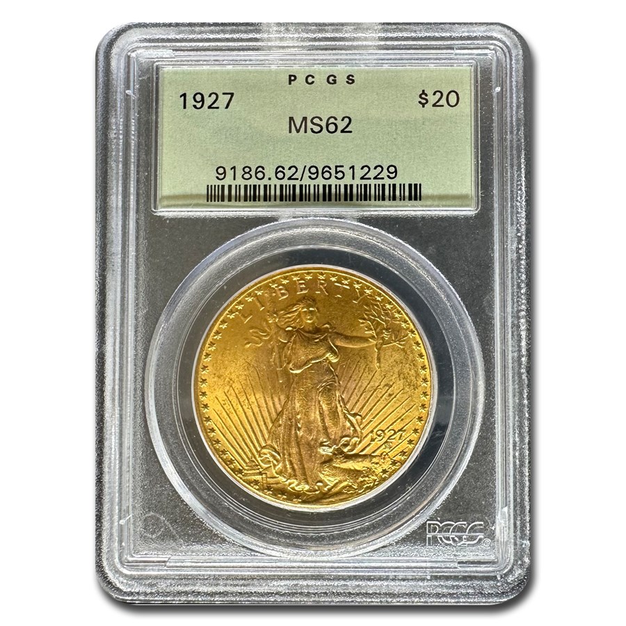 1927 $20 St Gaudens Gold Double Eagle MS-62 PCGS (OGH)