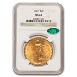 1927 $20 St Gaudens Gold Double Eagle MS-63 NGC CAC
