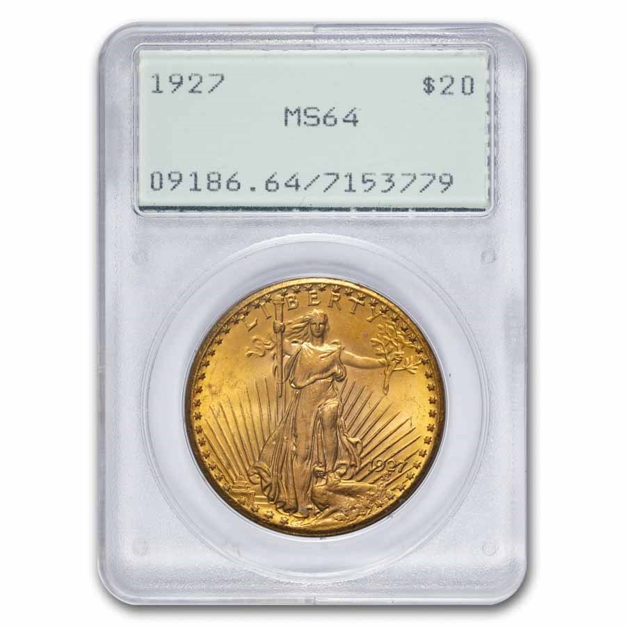 1927 $20 St Gaudens Gold Double Eagle MS-64 PCGS (Rattler)