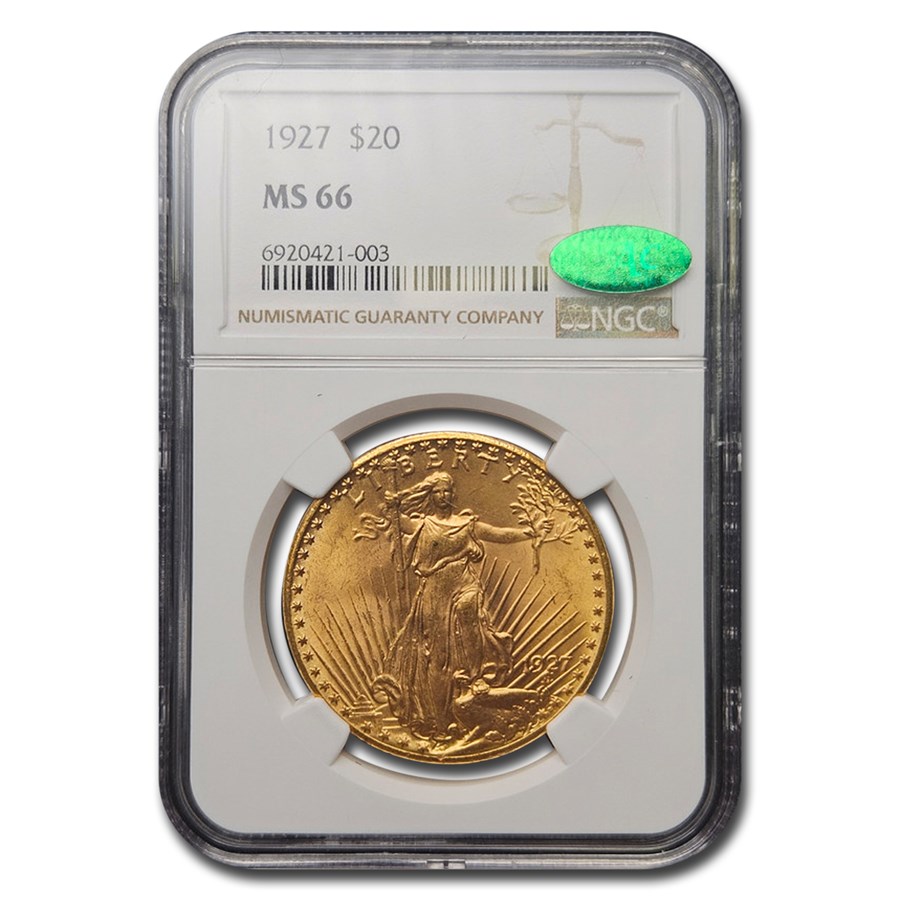 1927 $20 St Gaudens Gold Double Eagle MS-66 NGC CAC