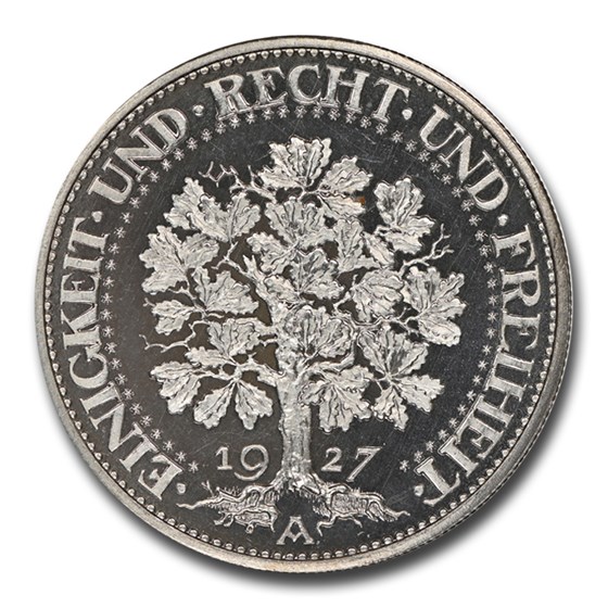 1927-A Germany Weimar Republic AR 5 Reichsmark PR-67 Cameo NGC 1927-A Germany Weimar Republic AR 5 Reichsmark PR-67 Cameo NGC