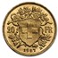 1927-B Swiss Gold 20 Francs Helvetia BU
