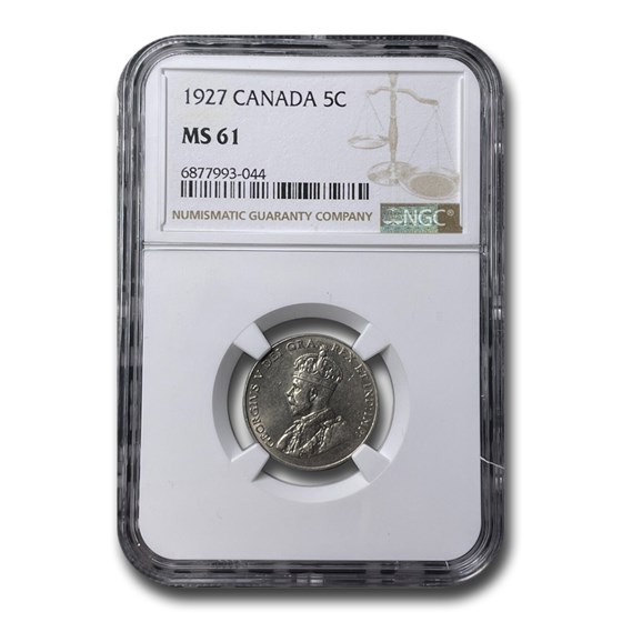 1927 Canada 5 Cents George V MS-61 NGC 1927 Canada 5 Cents George V MS-61 NGC