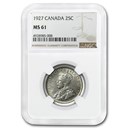 1927 Canada Silver 25 Cents George V MS-61 NGC