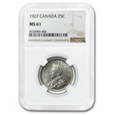 1927 Canada Silver 25 Cents George V MS-61 NGC 1927 Canada Silver 25 Cents George V MS-61 NGC