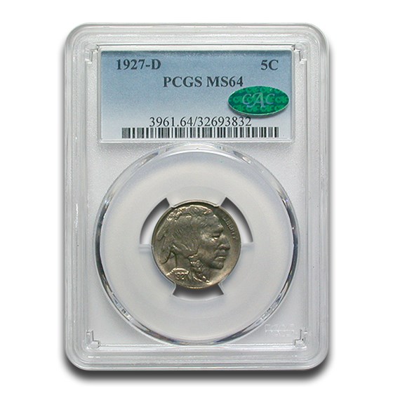 1927-D Buffalo Nickel MS-64 PCGS CAC 1927-D Buffalo Nickel MS-64 PCGS CAC