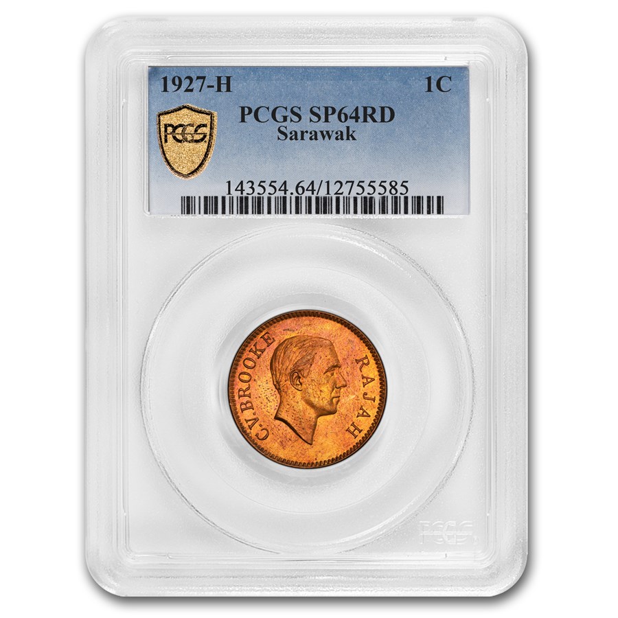 1927-H Sarawak Cent Brooke MS-64 PCGS (Red)