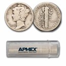 1927 Mercury Dime 50-Coin Roll Avg Circ