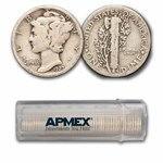 1927 Mercury Dime 50-Coin Roll Avg Circ