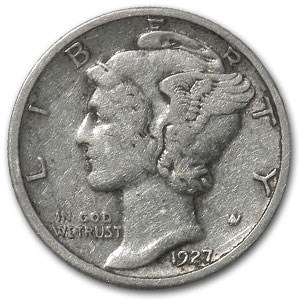 1927 Mercury Dime XF 1927 Mercury Dime XF