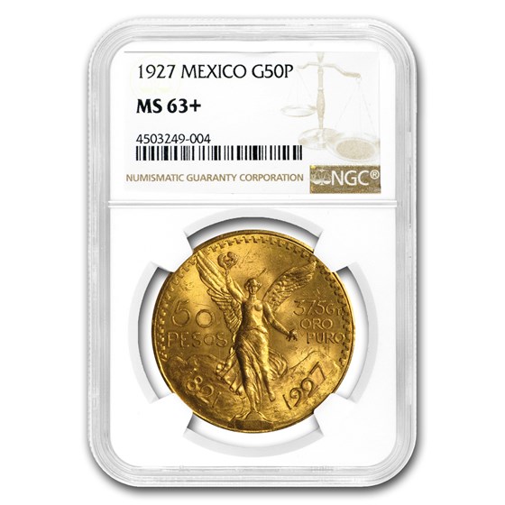 1927 Mexico Gold 50 Pesos MS-63+ NGC 1927 Mexico Gold 50 Pesos MS-63+ NGC