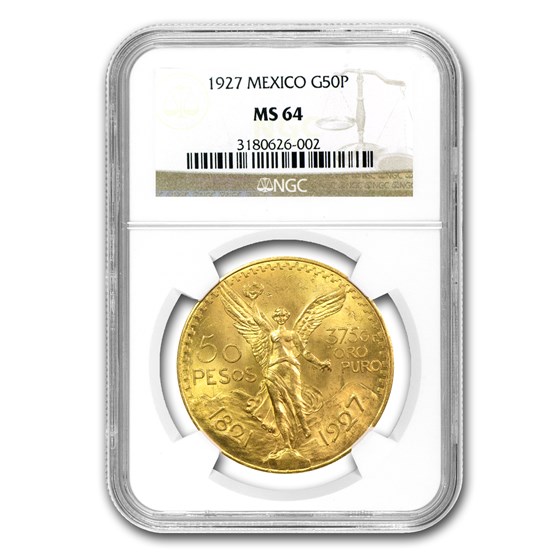 1927 Mexico Gold 50 Pesos MS-64 NGC 1927 Mexico Gold 50 Pesos MS-64 NGC