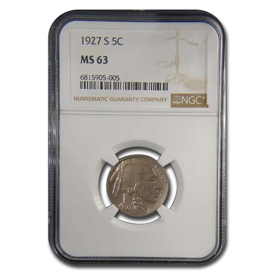 1927-S Buffalo Nickel MS-63 NGC 1927-S Buffalo Nickel MS-63 NGC