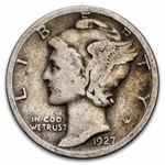 1927-S Mercury Dime 50-Coin Roll Avg Circ
