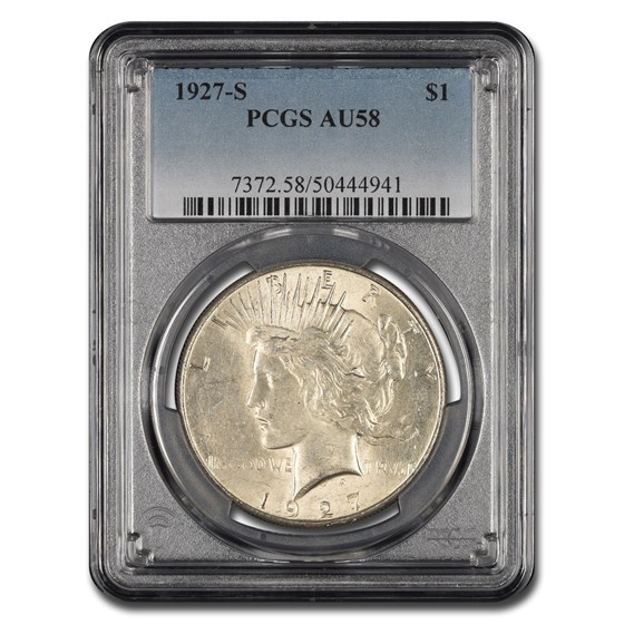 1927-S Peace Dollar AU-58 PCGS 1927-S Peace Dollar AU-58 PCGS