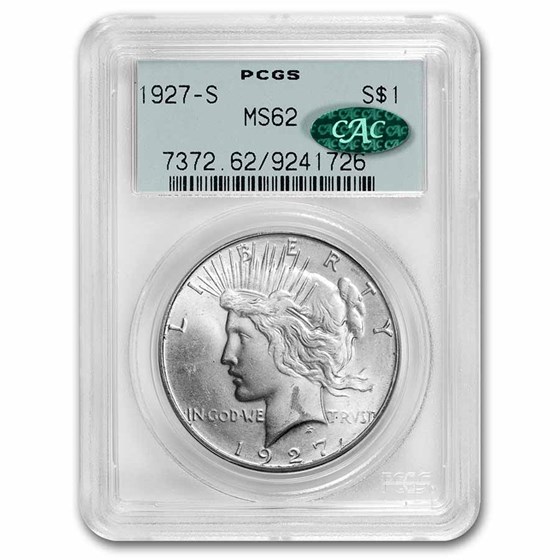 1927-S Peace Dollar MS-62 PCGS CAC 1927-S Peace Dollar MS-62 PCGS CAC