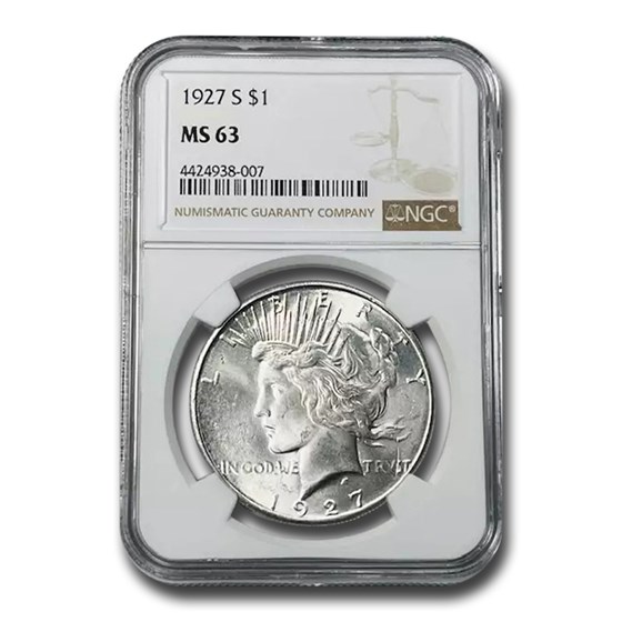 1927-S Peace Dollar MS-63 NGC 1927-S Peace Dollar MS-63 NGC