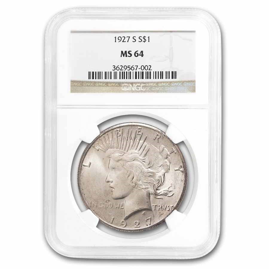 1927-S Peace Dollar MS-64 NGC