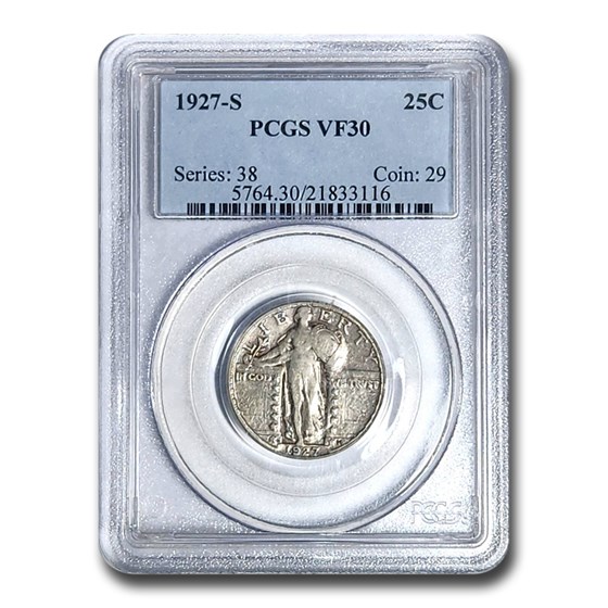 1927-S Standing Liberty Quarter VF-30 PCGS 1927-S Standing Liberty Quarter VF-30 PCGS