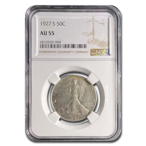1927-S Walking Liberty Half Dollar AU-55 NGC 1927-S Walking Liberty Half Dollar AU-55 NGC
