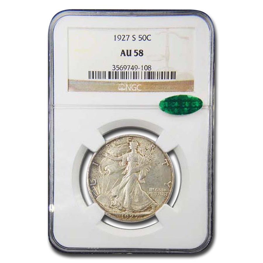 1927-S Walking Liberty Half Dollar AU-58 NGC CAC