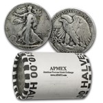 1927-S Walking Liberty Halves 20-Coin Roll Avg Circ