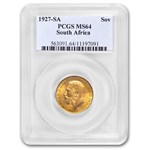 1927-SA South Africa Gold Sovereign George V MS-64 PCGS