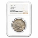 1927 Vermont Sesquicentennial Half Dollar Commem MS-67 NGC