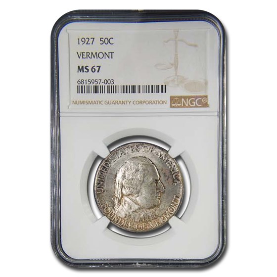 1927 Vermont Sesquicentennial Half Dollar Commem MS-67 NGC 1927 Vermont Sesquicentennial Half Dollar Commem MS-67 NGC