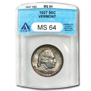 1927 Vermont Sesquicentennial Half MS-64 ANACS 1927 Vermont Sesquicentennial Half MS-64 ANACS