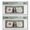 1928 $1.00 U.S. Note Legal Tender CU-64 EPQ PMG (Fr#1500) 2 cons