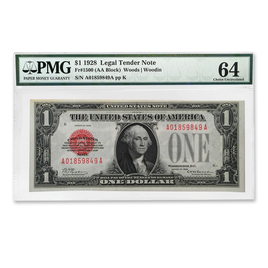 1928 $1.00 U.S. Note Legal Tender CU-64 PMG (Fr#1500)