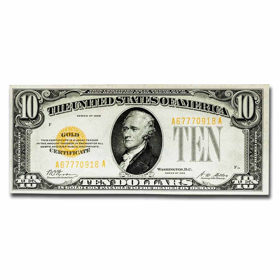 1928 $10 Gold Certificate CCU (Fr#2400)