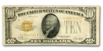 1928 $10 Gold Certificate VF (Fr#2400) Details