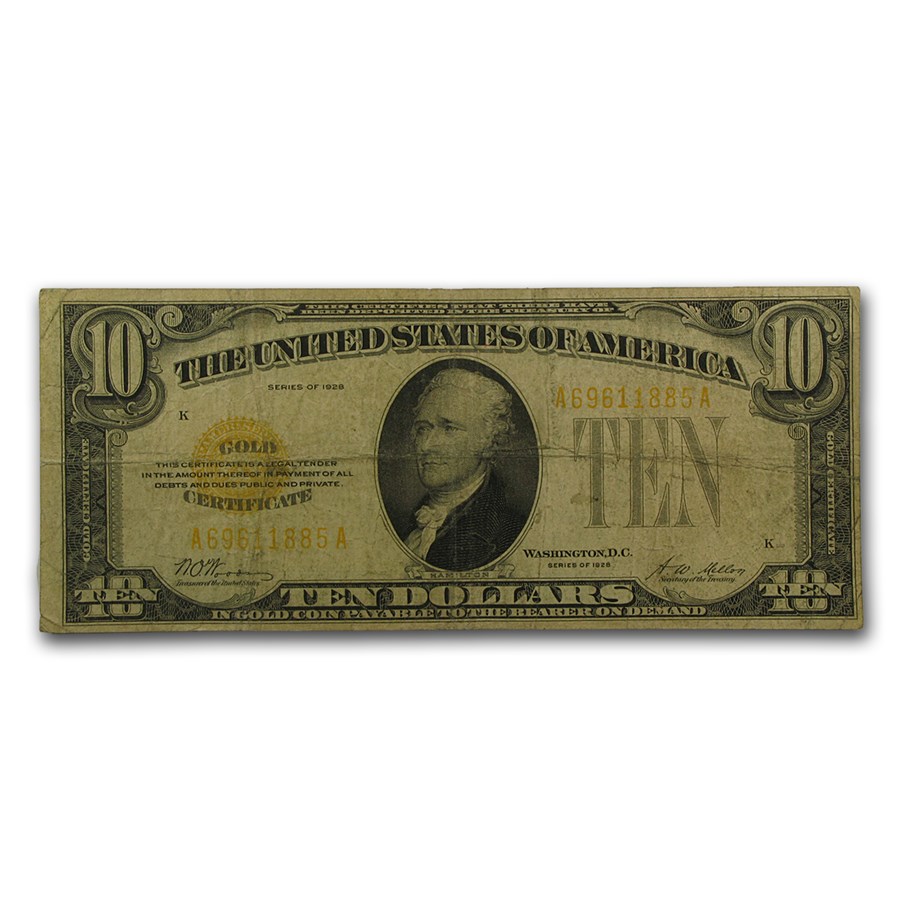1928 $10 Gold Certificate VG (Fr#2400)