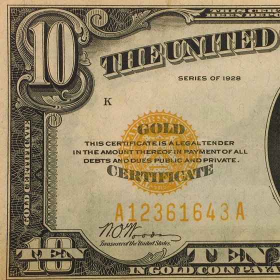 Buy 1928 $10 Gold Certificate XF APMEX