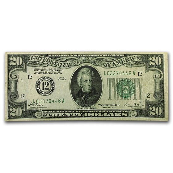 1928 (12-San Francisco) $20 FRN VF (Fr#2050-L) 1928 (12-San Francisco) $20 FRN VF (Fr#2050-L)