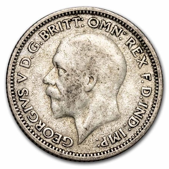 1928-1936 Great Britain Silver 6 Pence George V Avg Circ