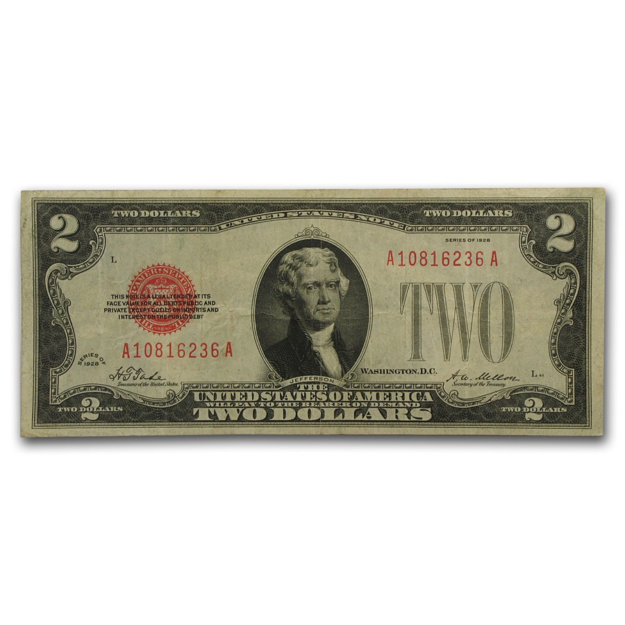 1928 $2.00 U.S. Note Red Seal VF (Fr#1501)